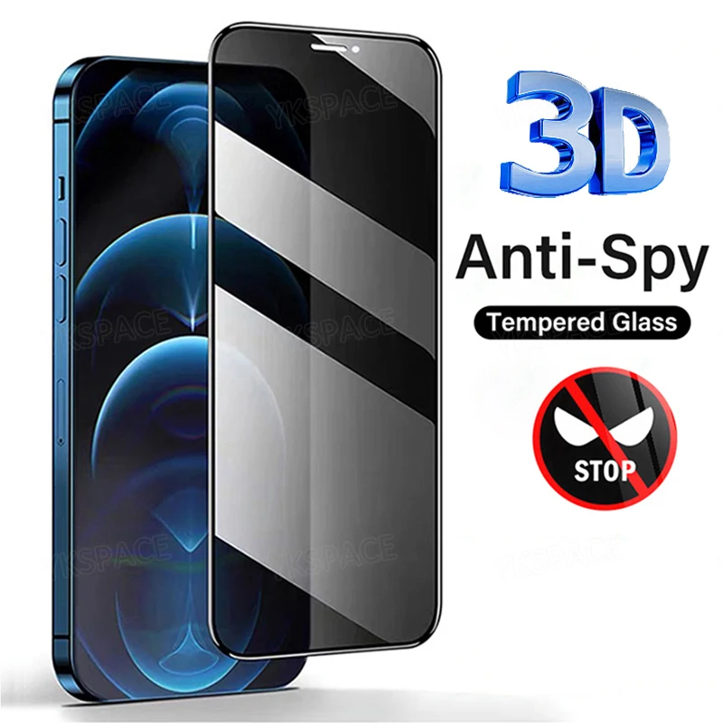 3D Full Cover Anti Spy Screen Protector For iPhone X XR XS 11 12 13 Mini 14 Pro Max 7 8 Plus SE 2020 Privacy Tempered Glass