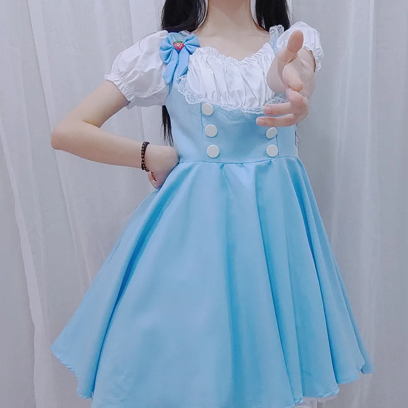 

Anbenser Japanese Sweet Lolita Dress Harajuku Sailor Collar Navy Dresses Vintage Bow Kawaii Girls Preppy Style Long Sleeve Dress