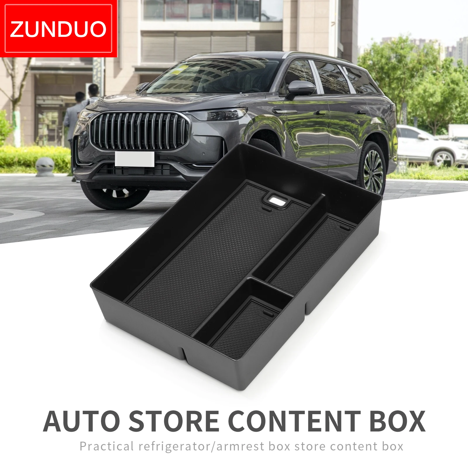 

ZUNDUO Car for Chery Tiggo 9 Center Console Armrest Box Central Storage Tray Organizer Interior Accessories Tidying BLACK