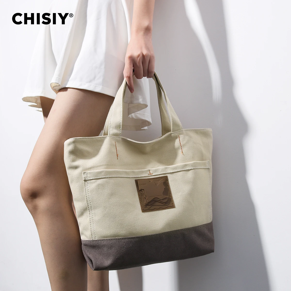 Chisiy Женская Большая Холщовая Сумка-тоут Белая Сумка На Плечо