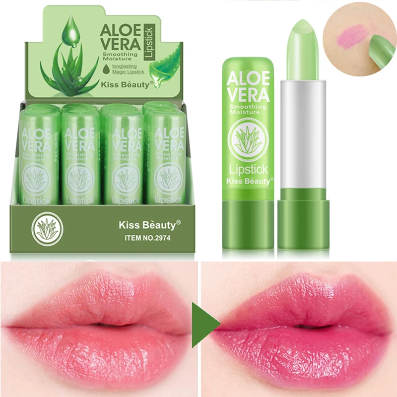

Moisturizing Aloe Vera Lipstick Long Lasting Temperature Color Nourish Lip Balm Is Not Easy To Fade Color Changing Lipstick 1PCS