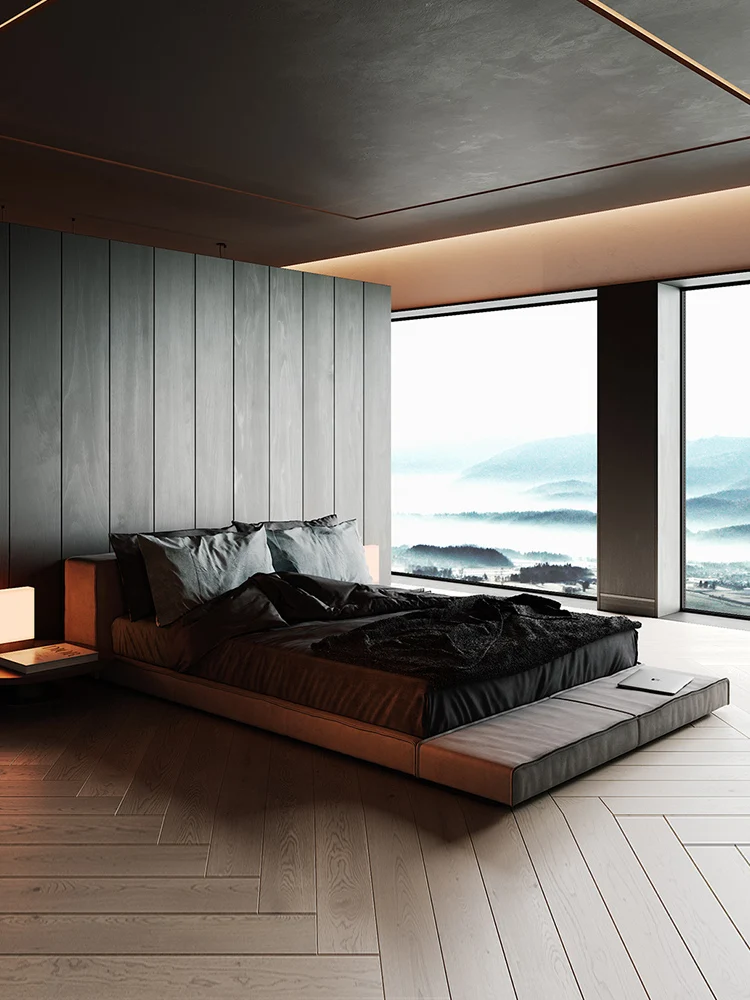 

Luxury master bedroom, high-grade Nordic ins, minimalist tatami bed, modern simple Italian double bed