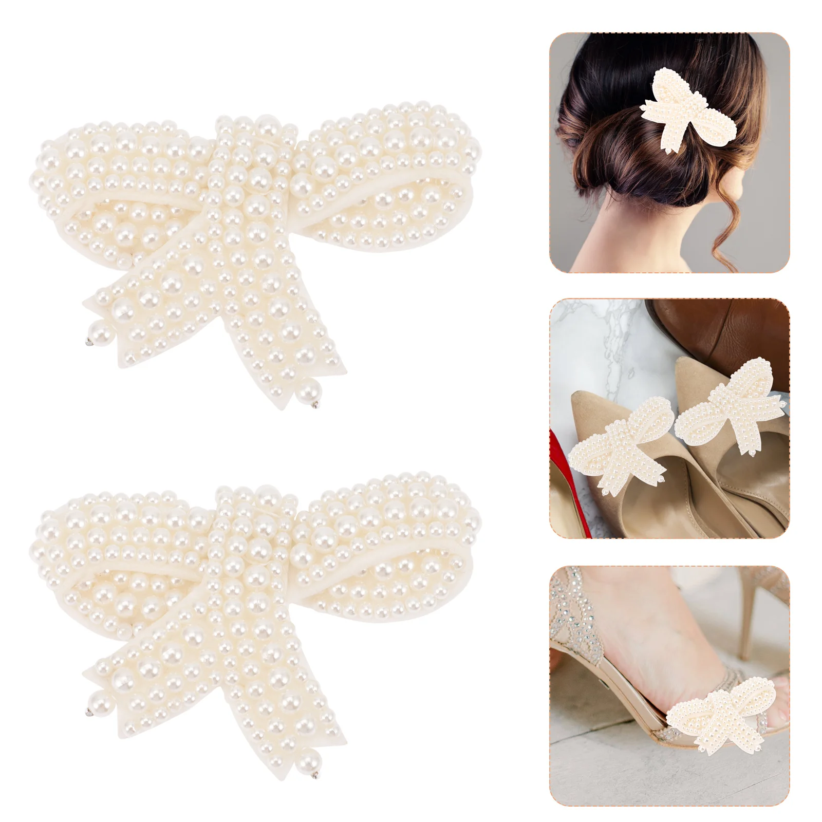 

Flat Wedding Shoes Bridal Shoes Pearl Bowknot Embellishments Buttons DIY Shoe Bows Shoes Strap Buckles Bowknot Shoes Jewelry