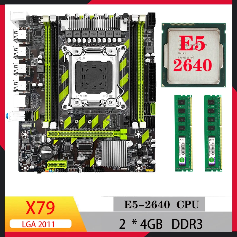 

motherboard x79 e5 2640 cpu kit for pc gaming lga 2011 ddr3 Memory 8gb ram combo set mini itx motherboard