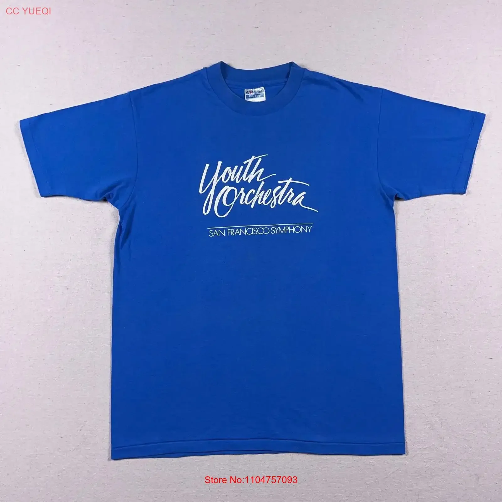 Фото Винтажная футболка VTG San Francisco Symphony Youth Orchestra, размер L для взрослых, сделано в США, 80-е, винтаж, с эффектом потертости, мягкая, слегка эластичная, унисекс. №1