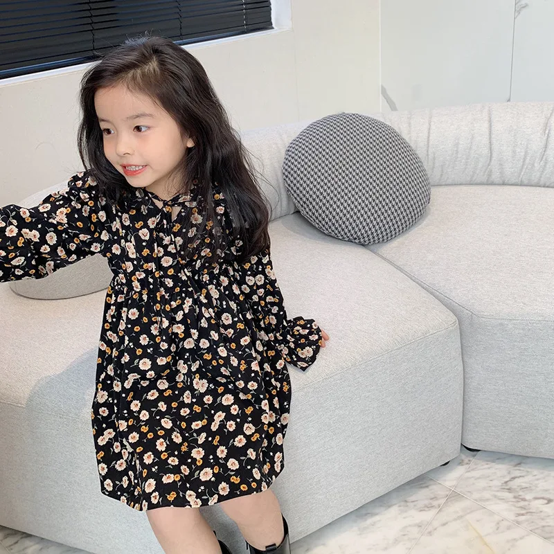 

Милое Платье для девочек, весеннее шифоновое детское Цветочное платье, 2022 детская одежда, модная детская одежда с принтом, #6696