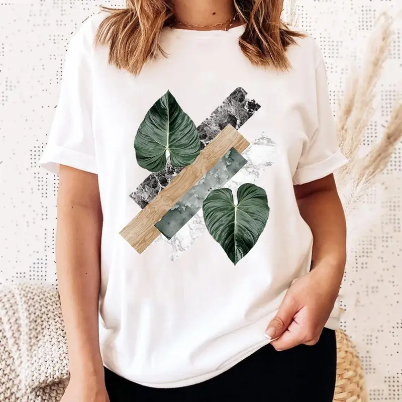 

Tee Shirt Lady Plant Beach New Sweet Trend Clothes Casual Fashion T Women Short Sleeve Tshirt Top Female Graphic T-shirts
