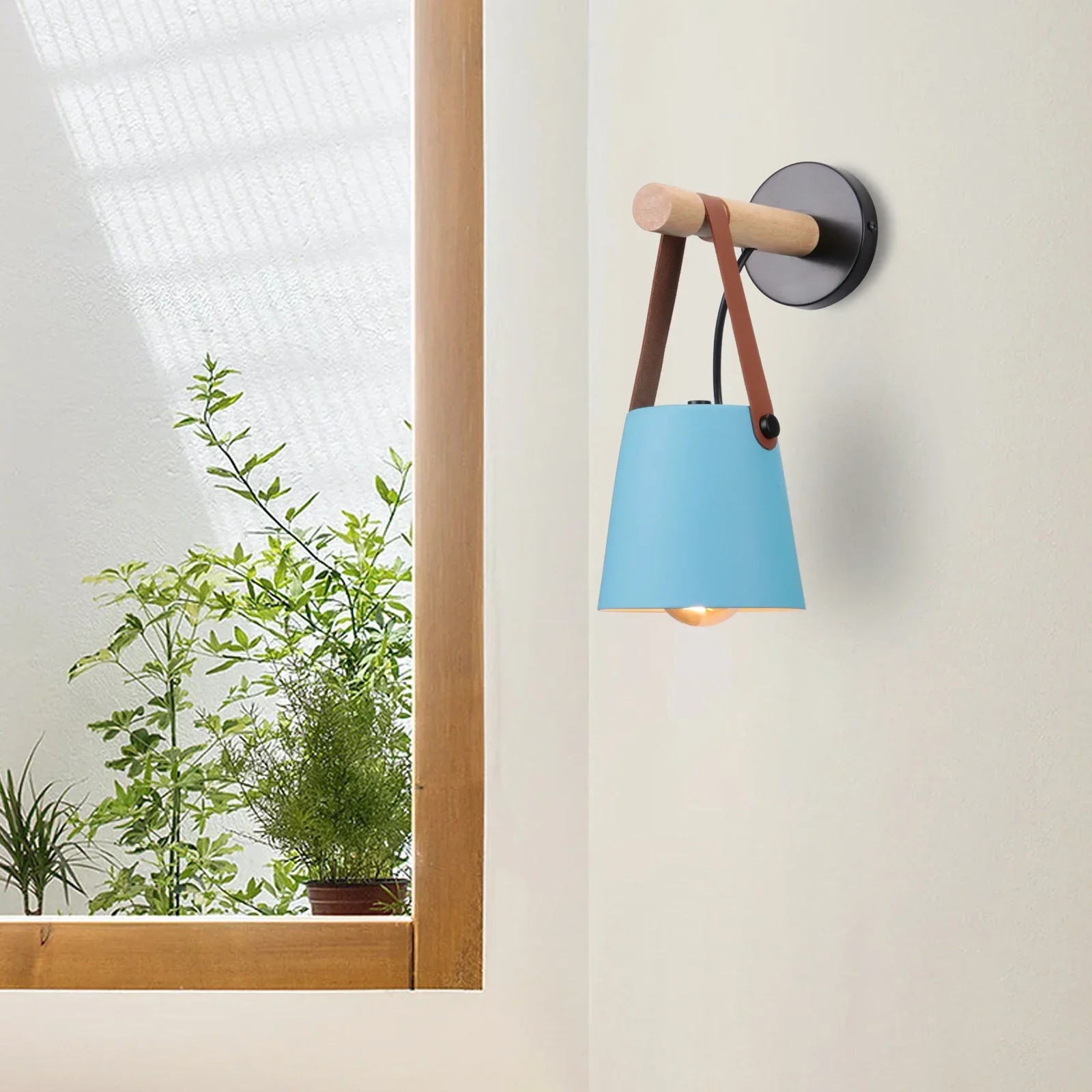 Деревянный кожаный настенный светильник NoEnName_Null