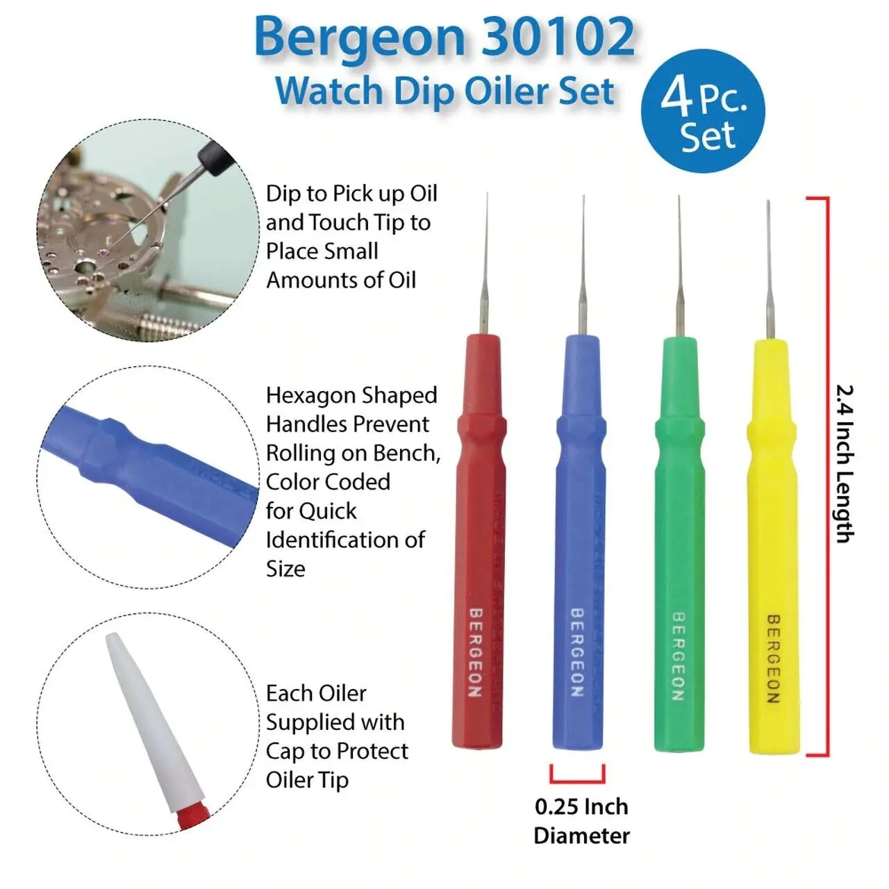 Swiss BERGEON 30102-P04 Watch Dip Oiler Set for watchmaker tool