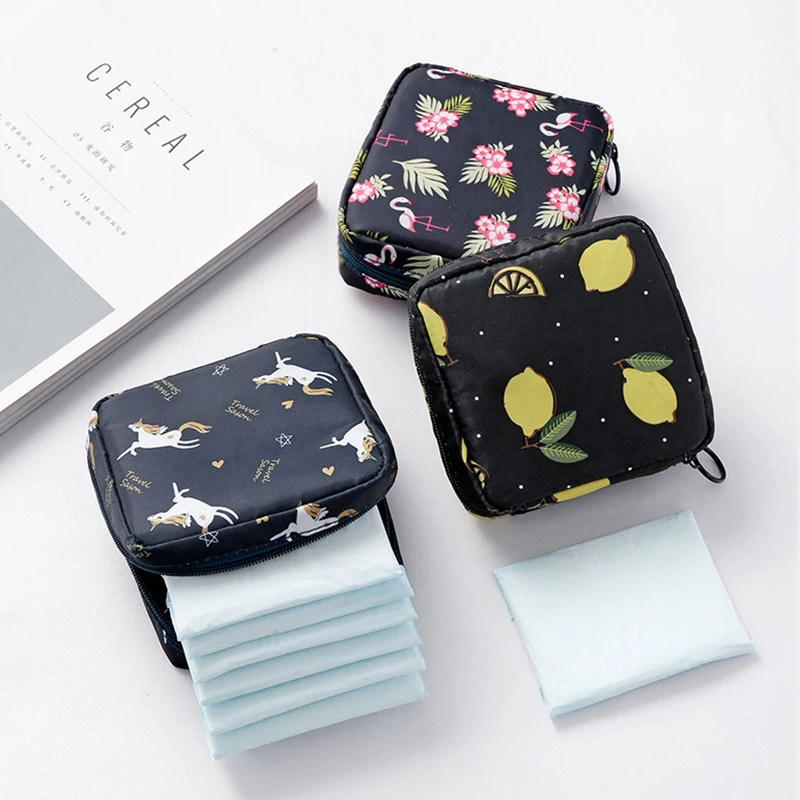 

Women Portable Sanitary Napkin Tampon Storage Bag Waterproof Makeup Lipstick Key Earphone Data Cables Organizer bag
