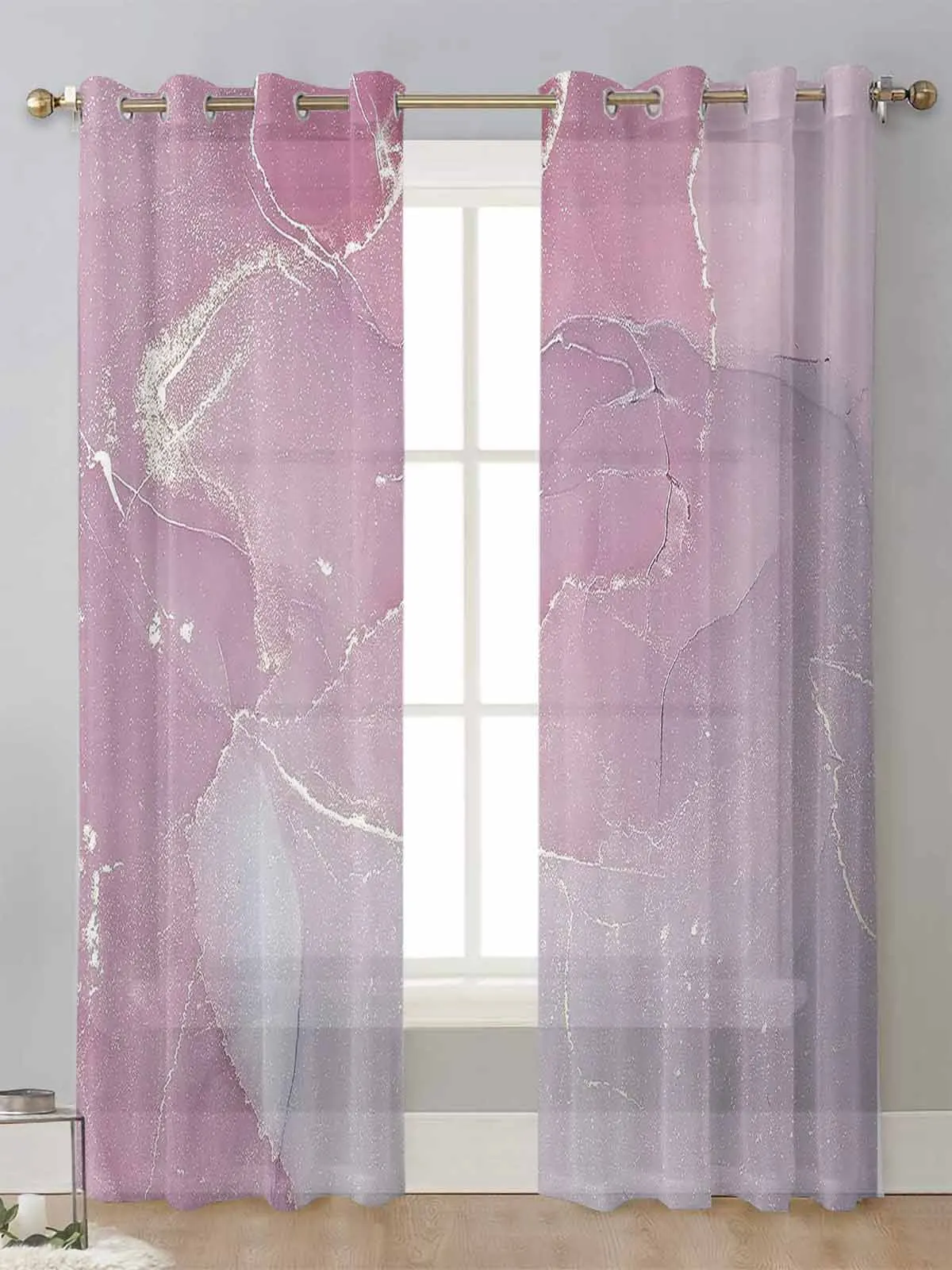 

Marble Texture Pink Sheer Curtains For Living Room Window Screening Transparent Voile Tulle Curtain Cortinas Drapes Home Decor