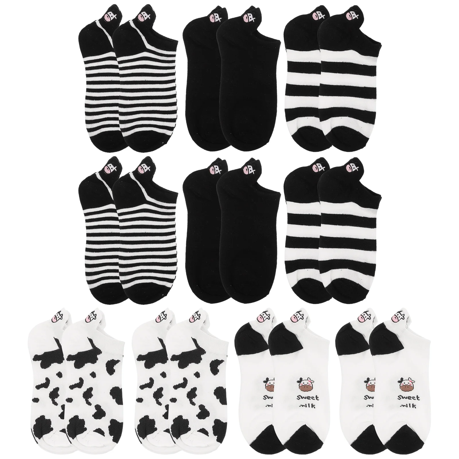 

Valiclud Cute Cartoon Socks - 5 Pairs of Comfortable Cotton Ankle Socks with Lovely Cow Pattern for Girls and Women