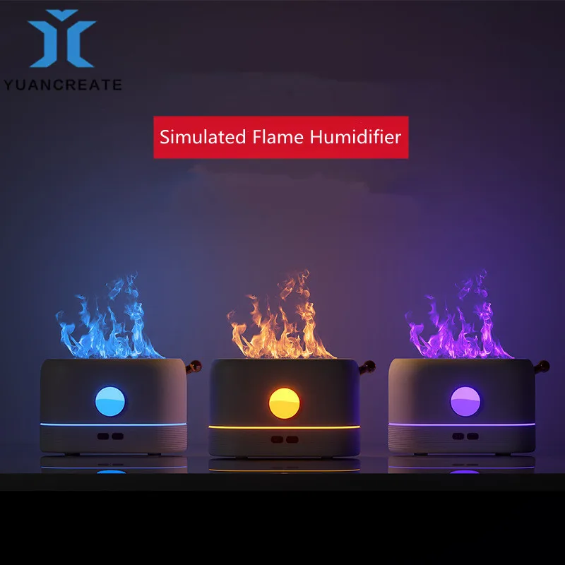 

200ml Simulation Flame Air Humidifier Aroma Diffuser Ultrasonic Cool Mist Maker Fogger Led Essential Oil Flame Lamp Difusor