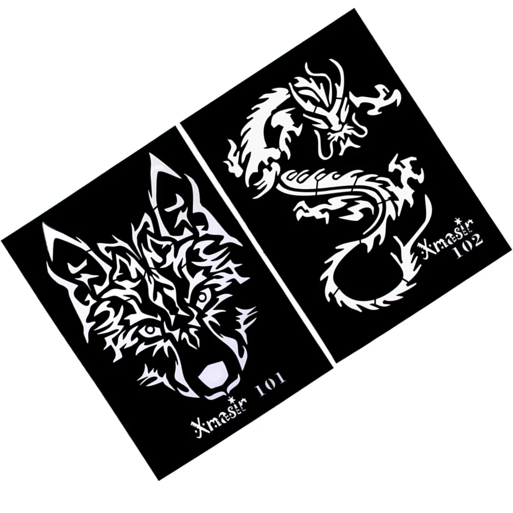 

4pcs Stencils Flower Temporary Temples Set Semi- Permanent Hollow Out Body Sticker Decal Body Design