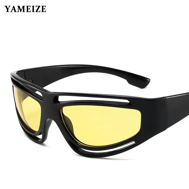 

Sports Women's Sunglasses Men Trendy Y2K Wrap Around Oversize Rimless Sun Glasses Shades Goggles Eyeglasses Uv400 Gafas De Sol