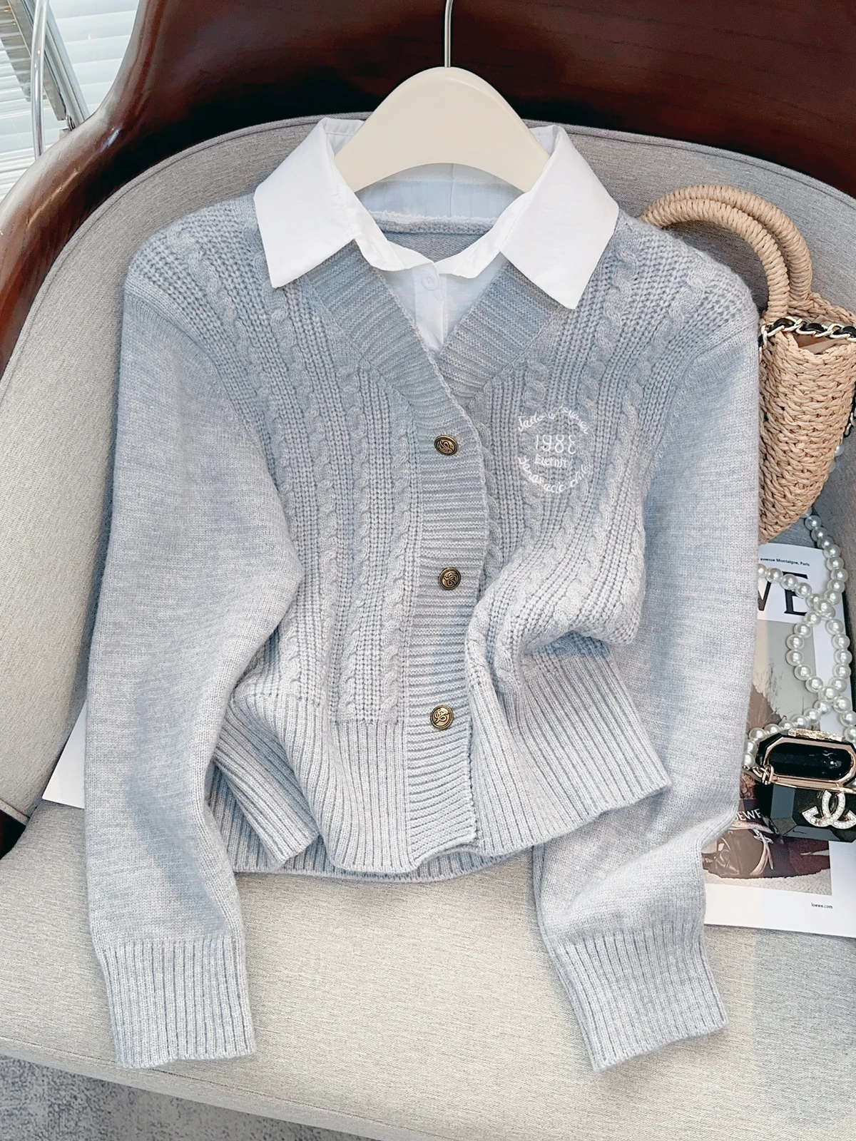 Женский свитер с длинным рукавом вязаный пуловер в стиле пэчворк винтажный