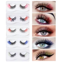 colorful false eyelashes double color charming dramatic lashes makeup for party cosplay stage fake eyelash extension tools