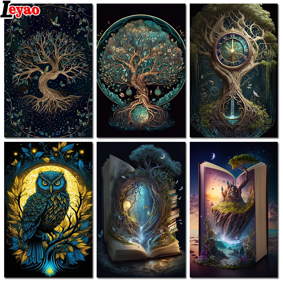 Алмазная живопись Дерево жизни мозаика сделай сам книга фэнтези Набор для