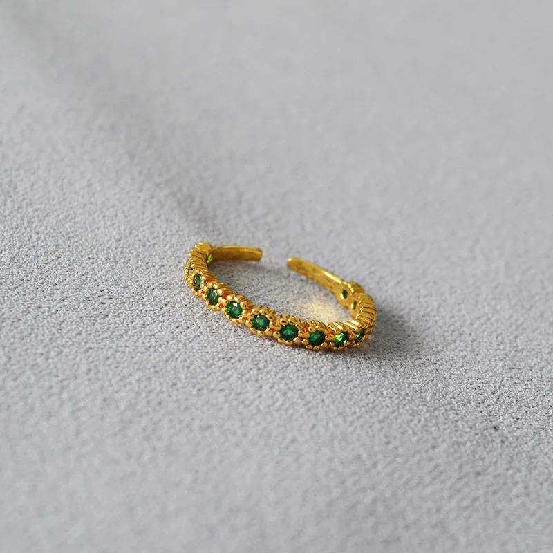

Emerald Zircon Diamond Ring Korean Style Simple Delicate Slim Narrow Women Open Ring