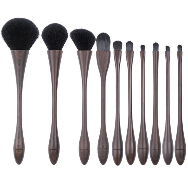 

10PCS Wooden Texture Makeup Brushes Tool Set Cosmetic Powder Eye Shadow Foundation Contour Blush Blending Beauty Make Up Brush