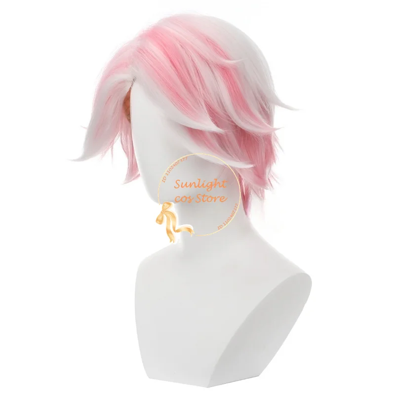 Ангел/Пыльный Парик 30 см Короткие Розовые Белые Парики Пыль Ange Косплей Аниме