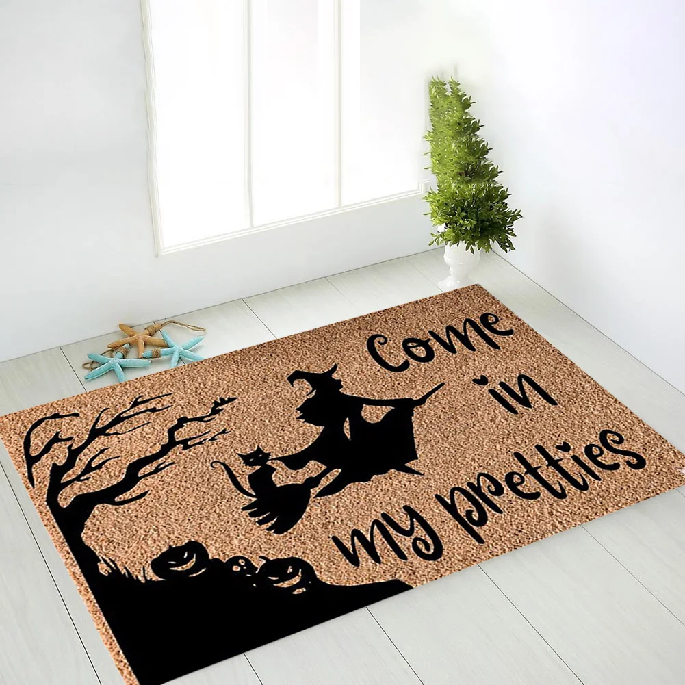 

Witch Animal Pattern Doormat Halloween Style Foot Pad Anti-Slip Home Room Party Decoration Bathroom Supplies