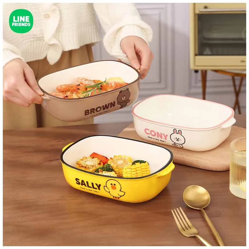 

Line Friends Cartoon Brown Sally Cony Dolls Ceramic Plate Anime Cute Kitchen Tableware Ceramics Bakeware Kawaii Dinner Plate