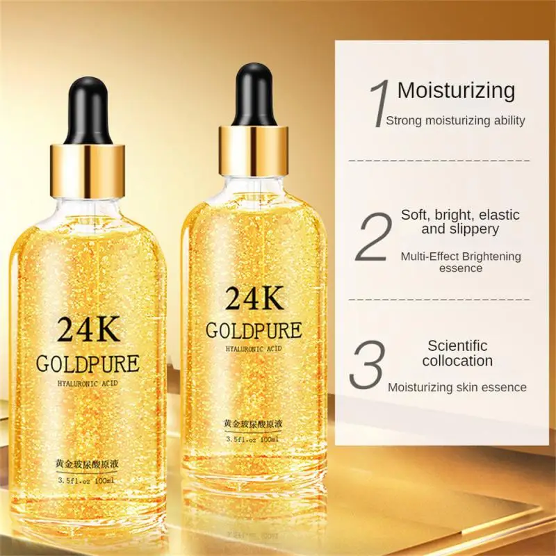 

NEW 24k Gold Hyaluronic Acid Nicotinamide 100ml Face Serum Anti Aging Facial Lifting Collagen Essence Skin Care Whitening Serum