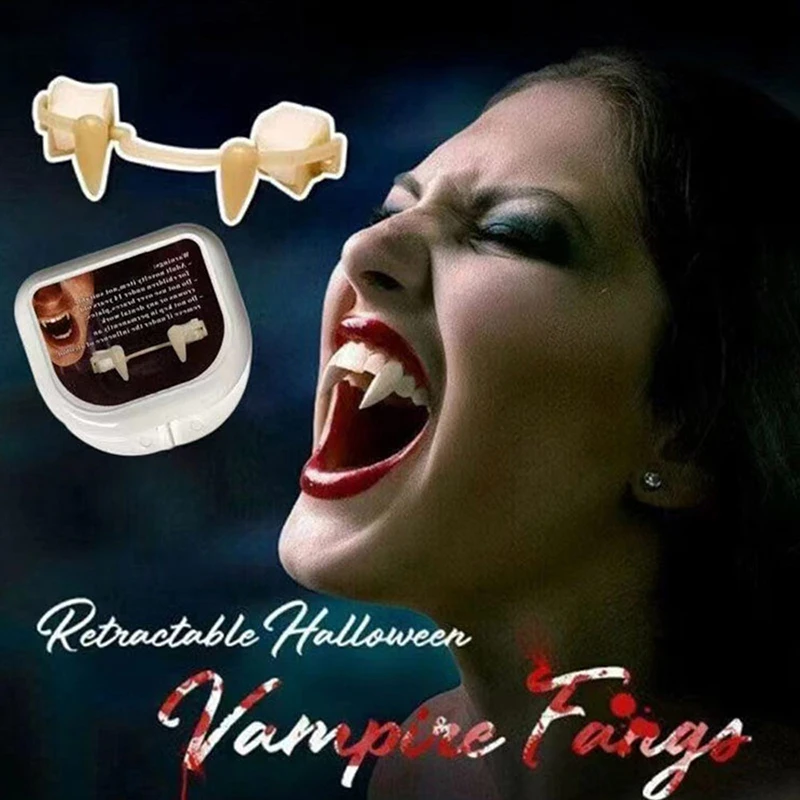 

Retractable Fangs Halloween Holiday Party Masquerade Props Zombie Teeth Little Tiger Vampire Denture Braces Cosplay Prop