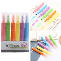 set of 6pcs portable markers pens colored highlighters chisel tip colored markers for planner calendar diary scrapbook