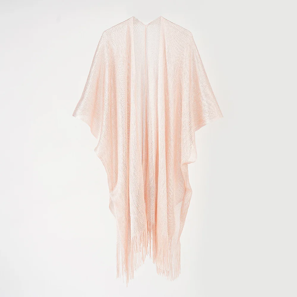 

Pure Color With Shawls Leisure Sea Beach Holiday Clothing Female Long Cardigan Summer Coat Against the Purple Line