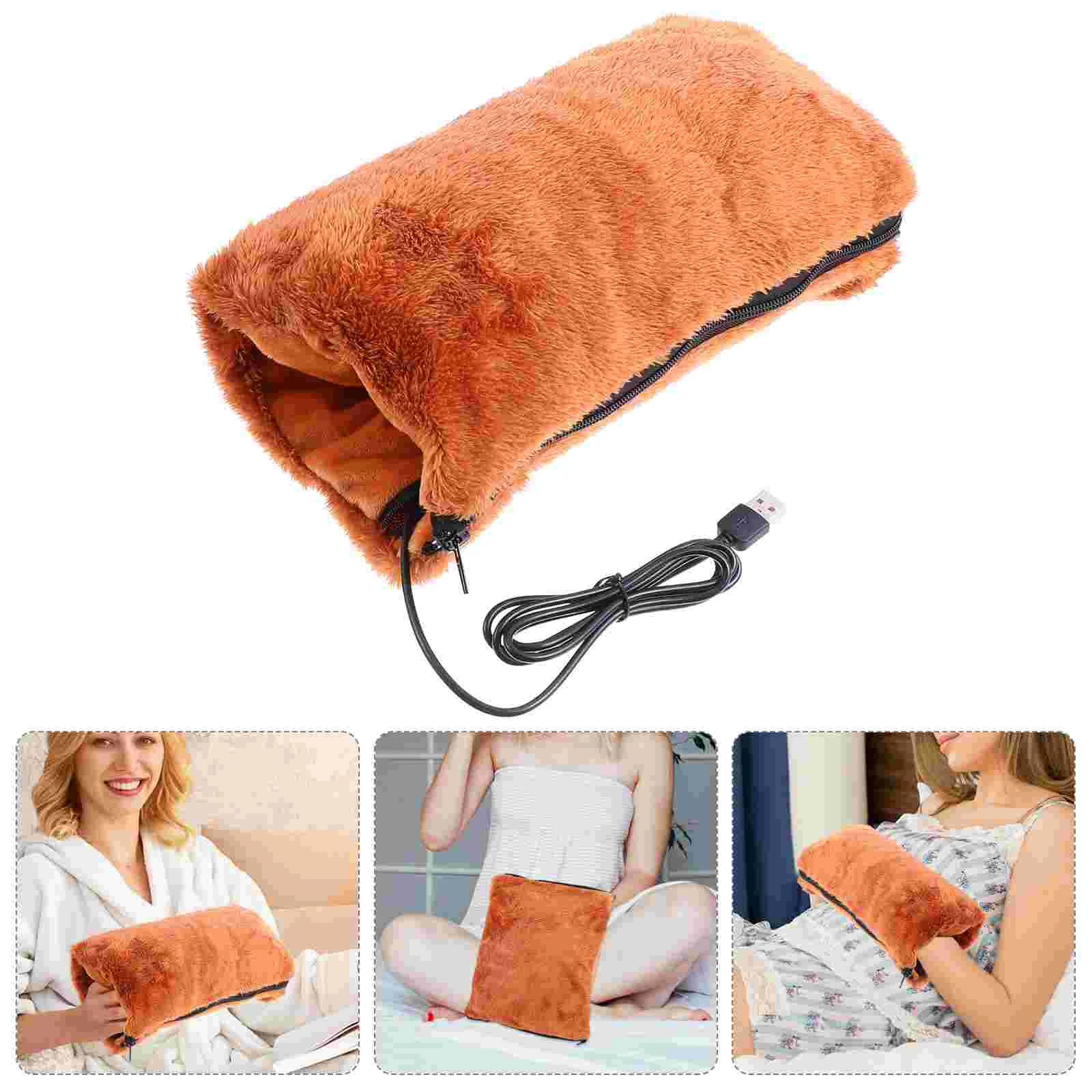 

Portable Heating Pad USB Hand Warmer Winter Supply 30X14CM Brown Flannel Warming Treasure Man