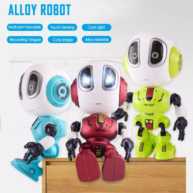 

High-quality Smart Robot Toys Kid Robot Toy Will Repeat Everything You Said Removable Doll Toy Head Touch Sensor LED Alloy Robot