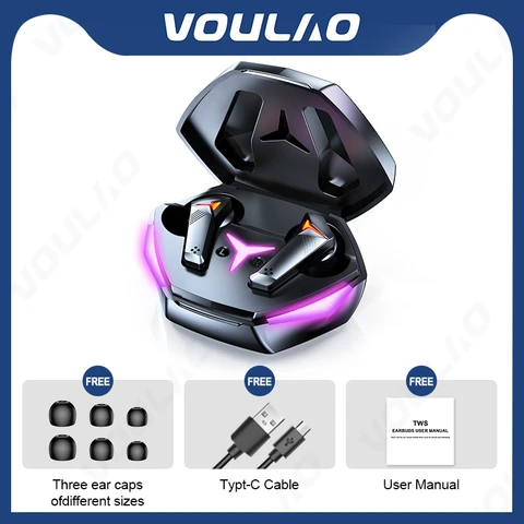 Беспроводные наушники TWS, игровые наушники Bluetooth 5,2 с низкой задержкой, Hi-Fi стерео наушники с сенсорным управлением и шумоподавлением