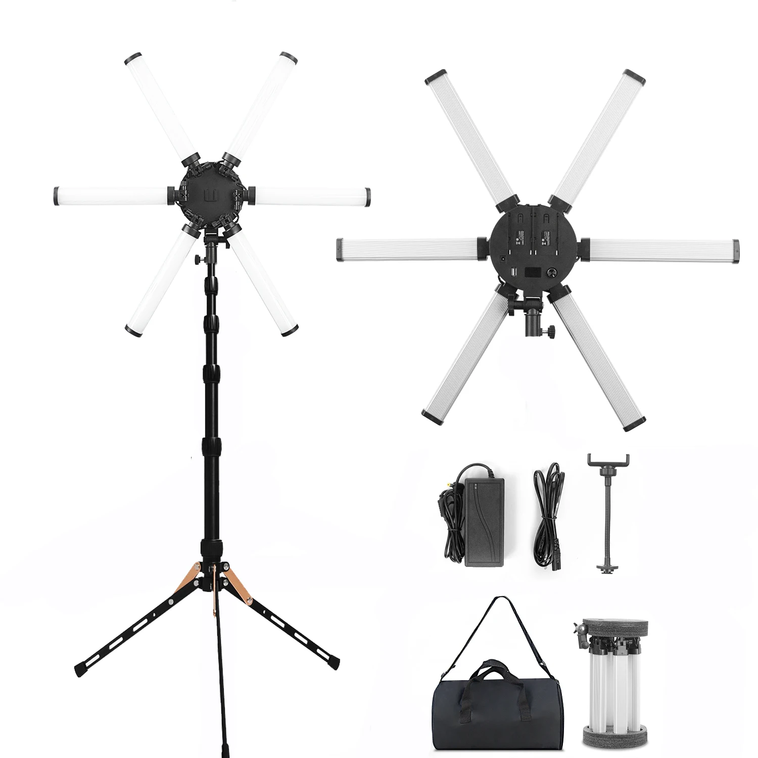 

FOSOTO 26 Inch LED Star Ring Light Six Arms Fill 54W Light Ring Lamp With Tripod For Makeup Youtube Live Broadcast