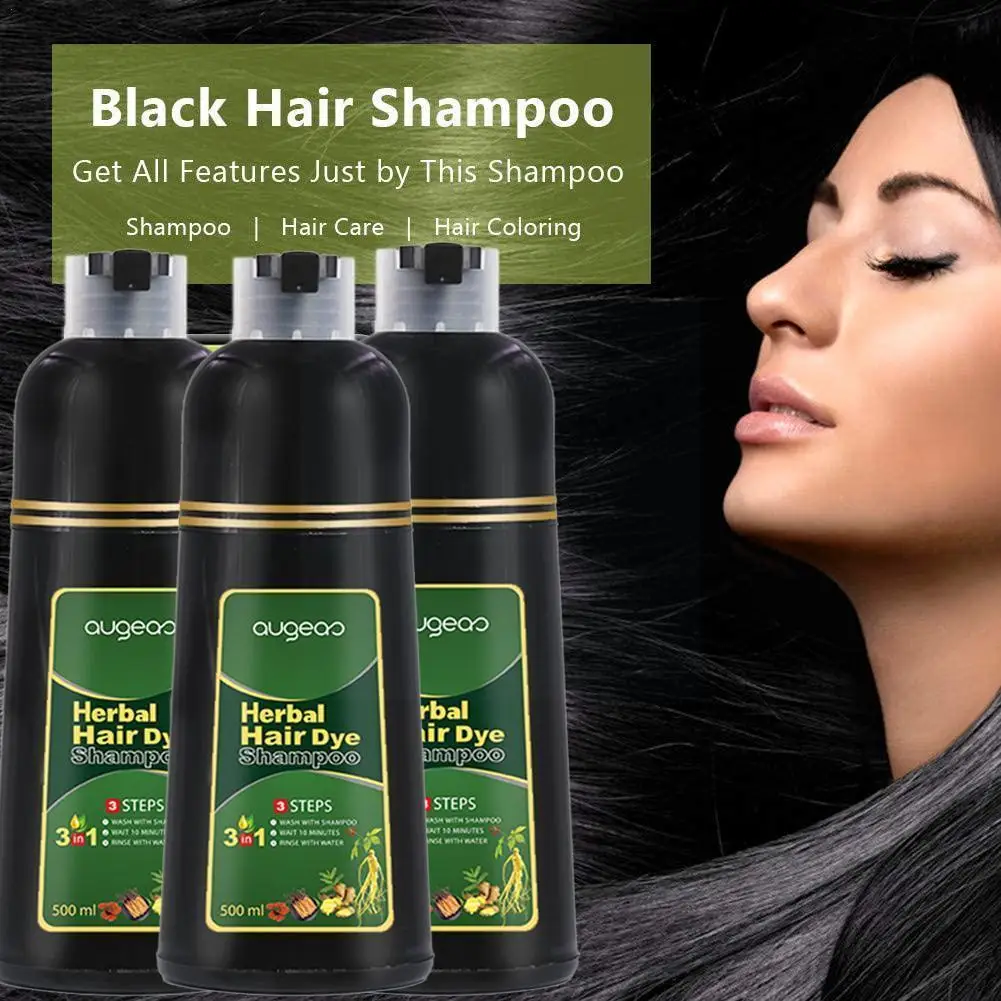 

Органическая натуральная мягкая краска для волос, черный красочный шампунь, экстракт женьшеня для покрытия седых белых волос N2P6