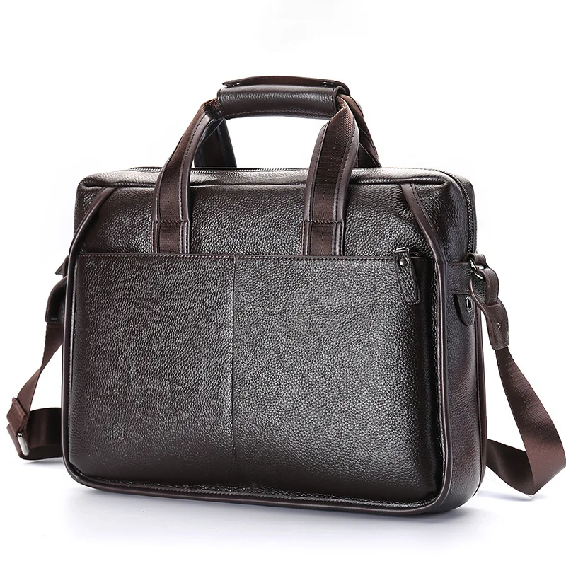 Luxury Genuine Leather Men Briefcase Business Cowhide HandBag Vintage Messenger Bag High Capacity Laptop Bag For Male