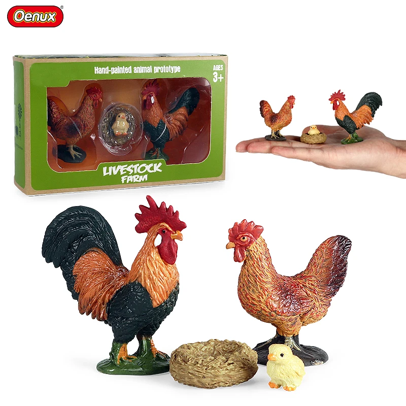

Oenux Farm Animals Figurines Turkey Hen Chook Chicken Fowl Cock Action Figure Poultry Model Lovely Miniature Educational Kid Toy