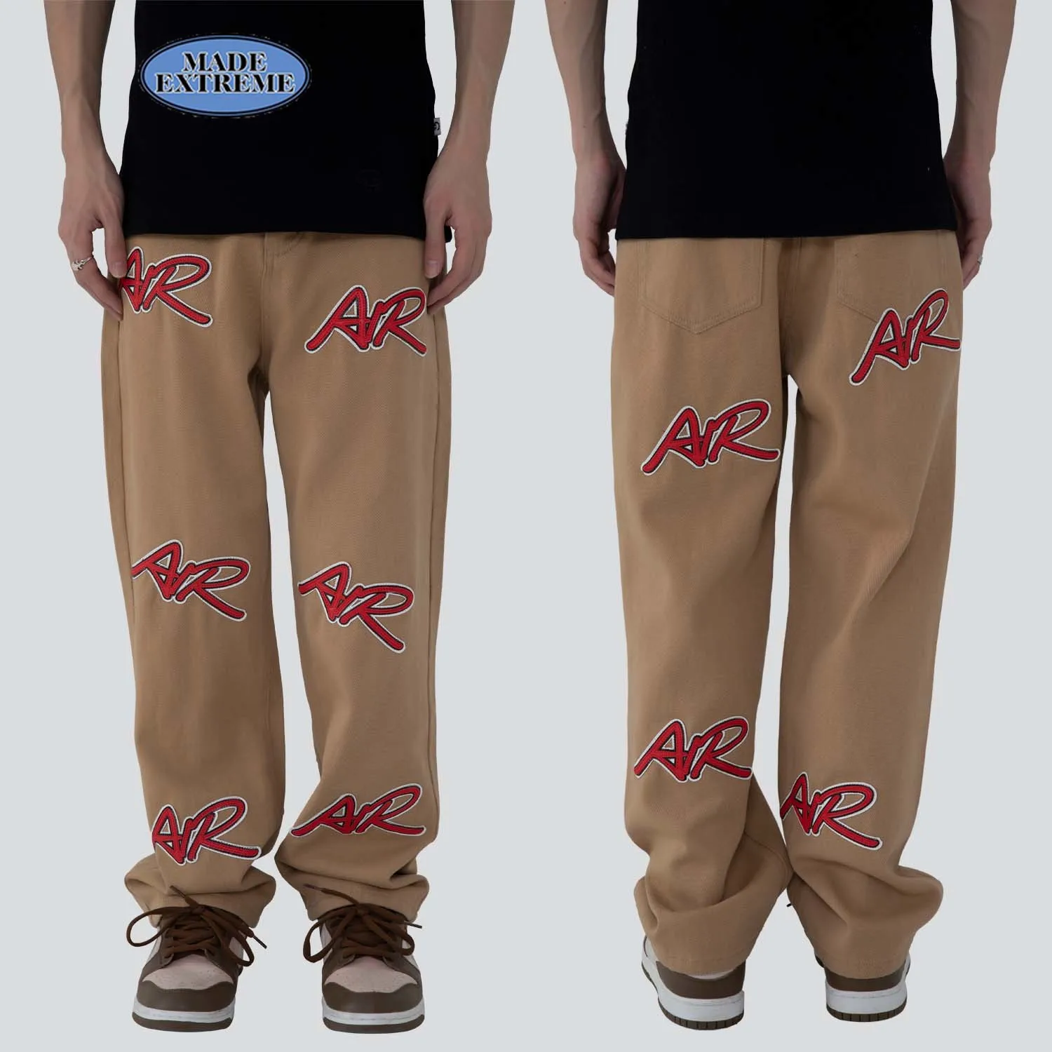 Madeextreme blackair 2022 vintage designer denim jeans hip hop letter enbroidery baggy cargo jeans men clothing kpop clothes