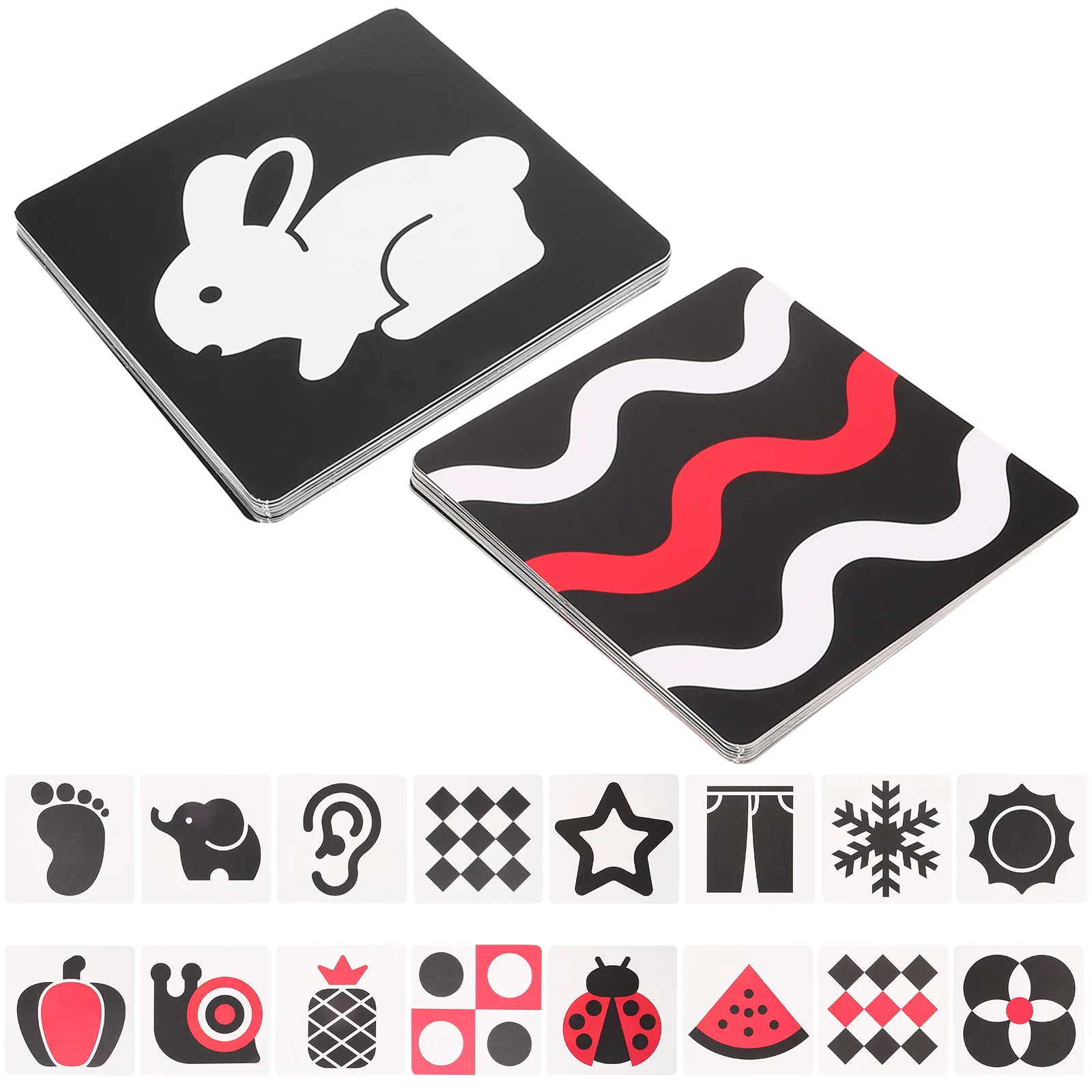 

2 Sets 1 Month Old Baby Toys Black White Cards Newborns Infant Infants Paper High Contrast
