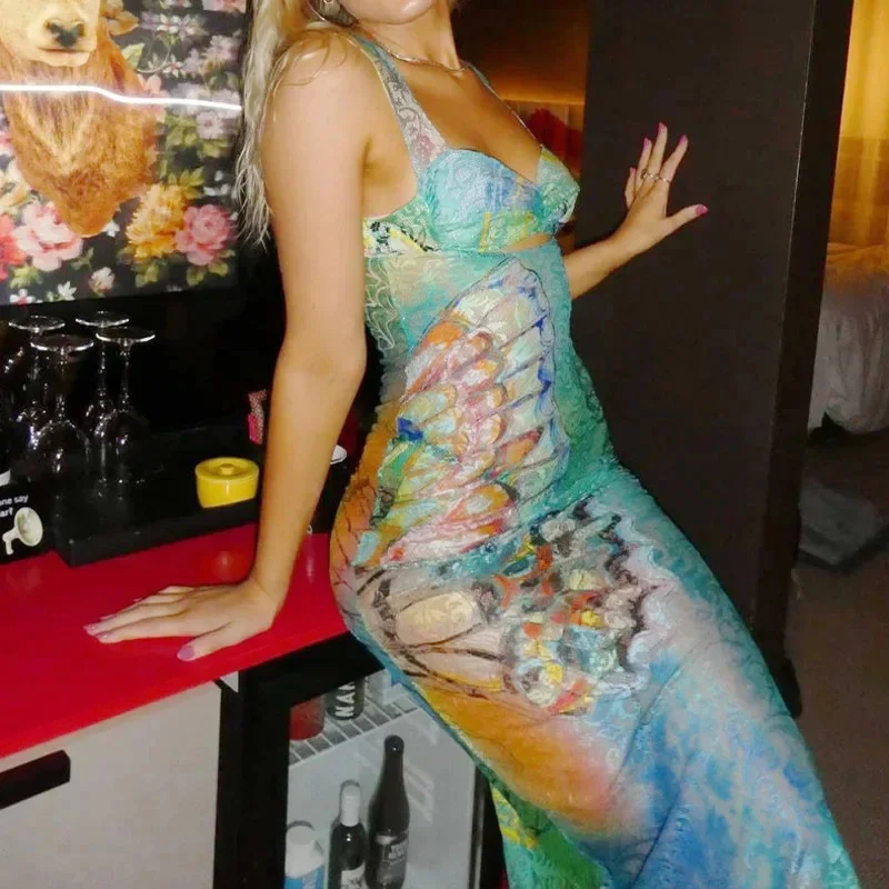 Женское кружевное платье с принтом животных элегантное облегающее средней длины