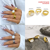 kunjoe vintage punk chain rings set for women drip oil heart rings female bohemian punk opening hip hop jewelry gift accessories