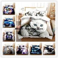 3d cat bedding set design aniaml duvet cover sets funny space cat bed linen for kids boys with pillowcase 23pcs dropshipping