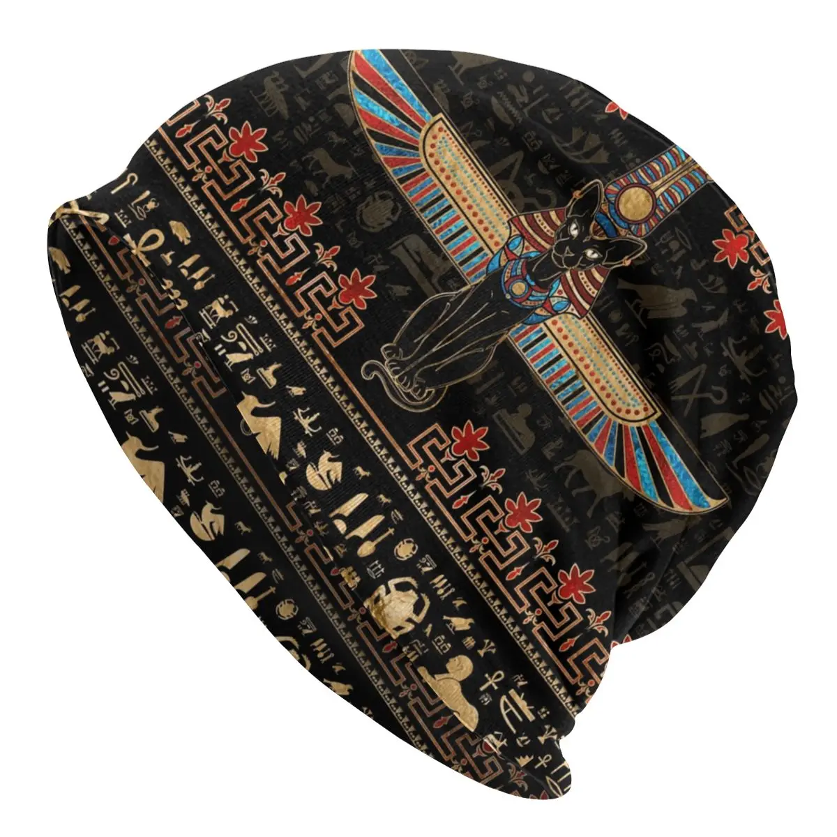 

Cool Winter Warm Women Men Knitting Hat Adult Unisex Ancient Egypt Egyptian Bastet Cat Skullies Beanies Caps Bonnet Hats