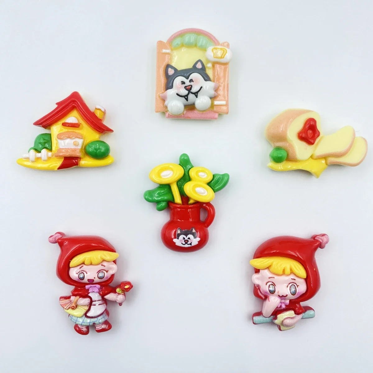 6 шт. мультяшная маленькая девочка с большим плохим волком фигурки из смолы