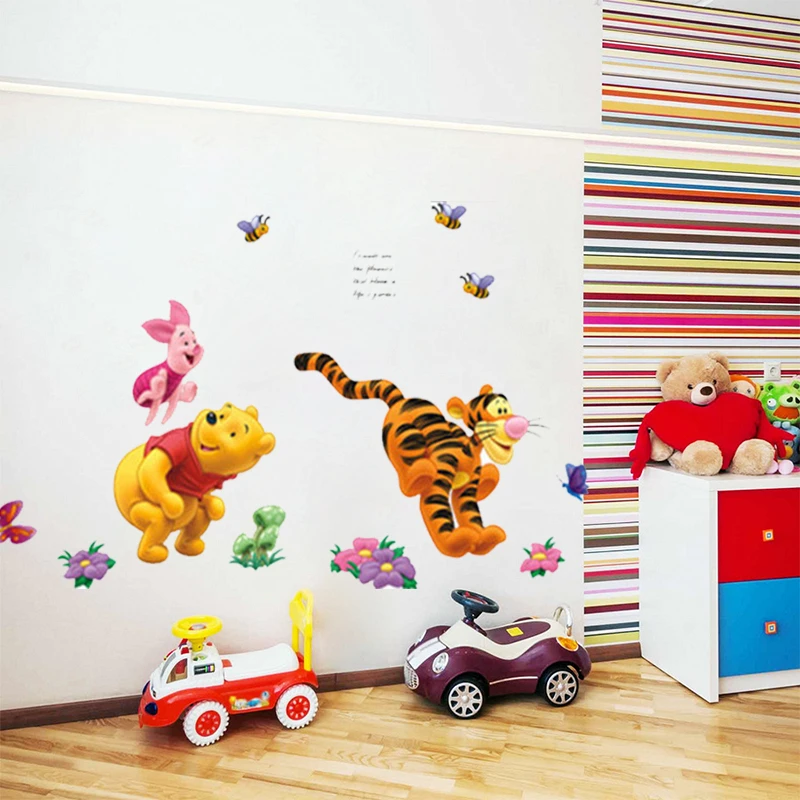 

Winnie The Pooh Bear Tiger Pig Bee Wall Stickers Kids Room Home Decoration Diy Cartoon Animal Mural Art Movie Decals Wall Poster