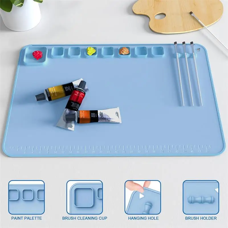 

Multifunctional Silicone Painting Mat Pigment Palette for Painting Oil Painting DIY Craft Silicone Sheet with Palette Cup Tool