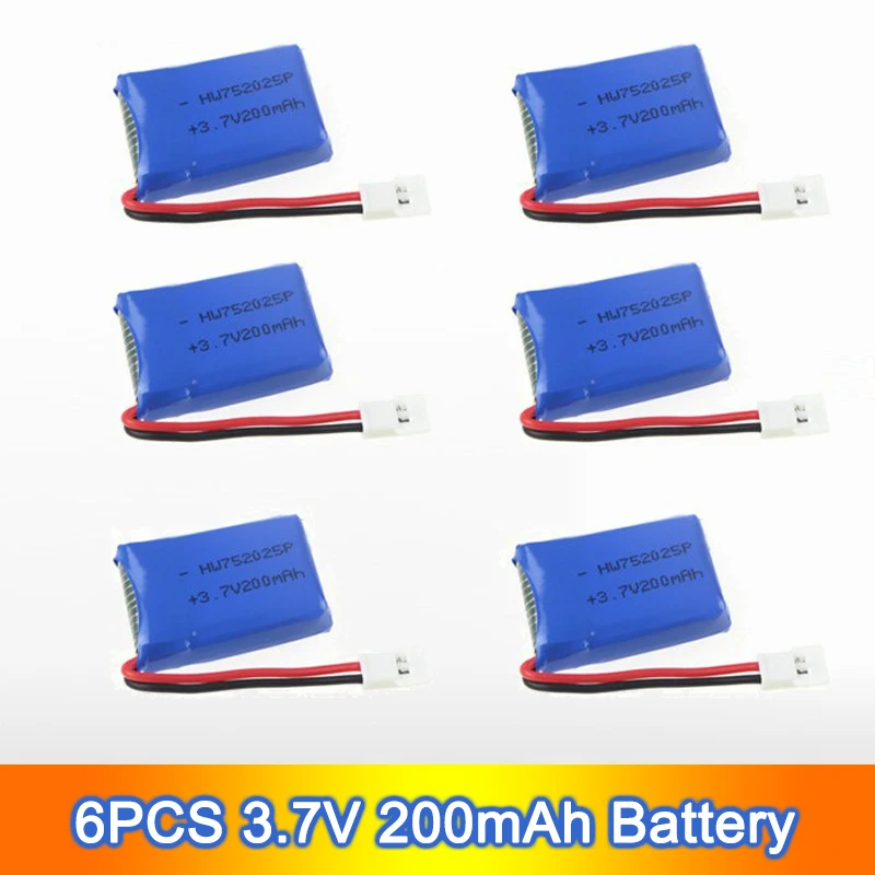 6 шт., запасные части для аккумулятора 3,7 в, 200 мАч, литий-полимерная батарея для радиоуправляемого мини-дрона X11C, X11, X13, аксессуары для дрона