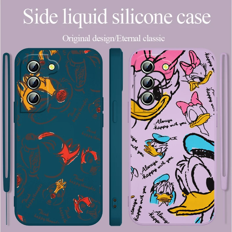 

Disney Donald Duck For Samsung Galaxy S23 S22 S21 S20 FE Ultra Plus S10 Lite 5G Liquid Rope Phone Case