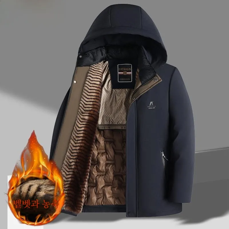 Woodpecker Middle-Aged and Elderly Parka Men's Cold-Proof Thickened Cotton-Padded Coat Dad Winter clothes Warm down Jacket Co...